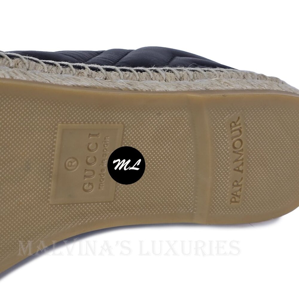 GUCCI SHOES FLATS MARMONT DOUBLE GG LEATHER ESPADRILLE sz 37 US 7 - Picture 15 of 16
